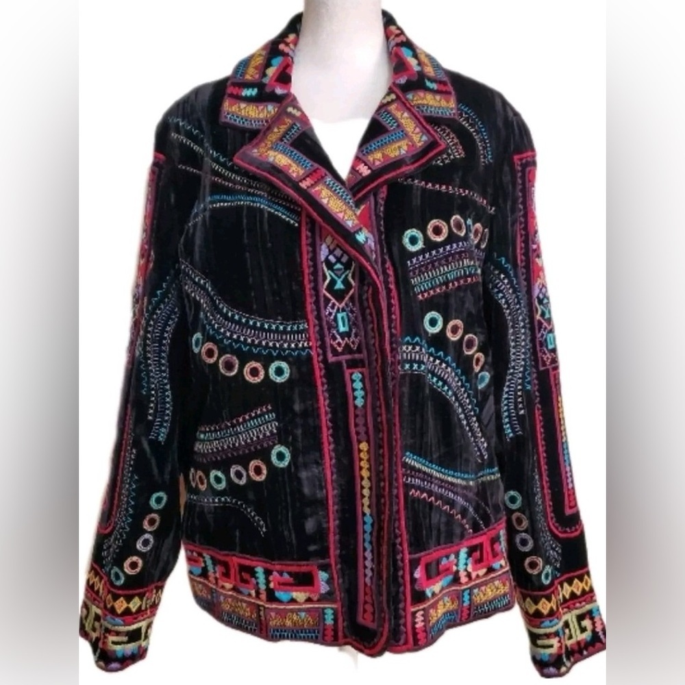 Coldwater Creek Black Blazer with Embroidery